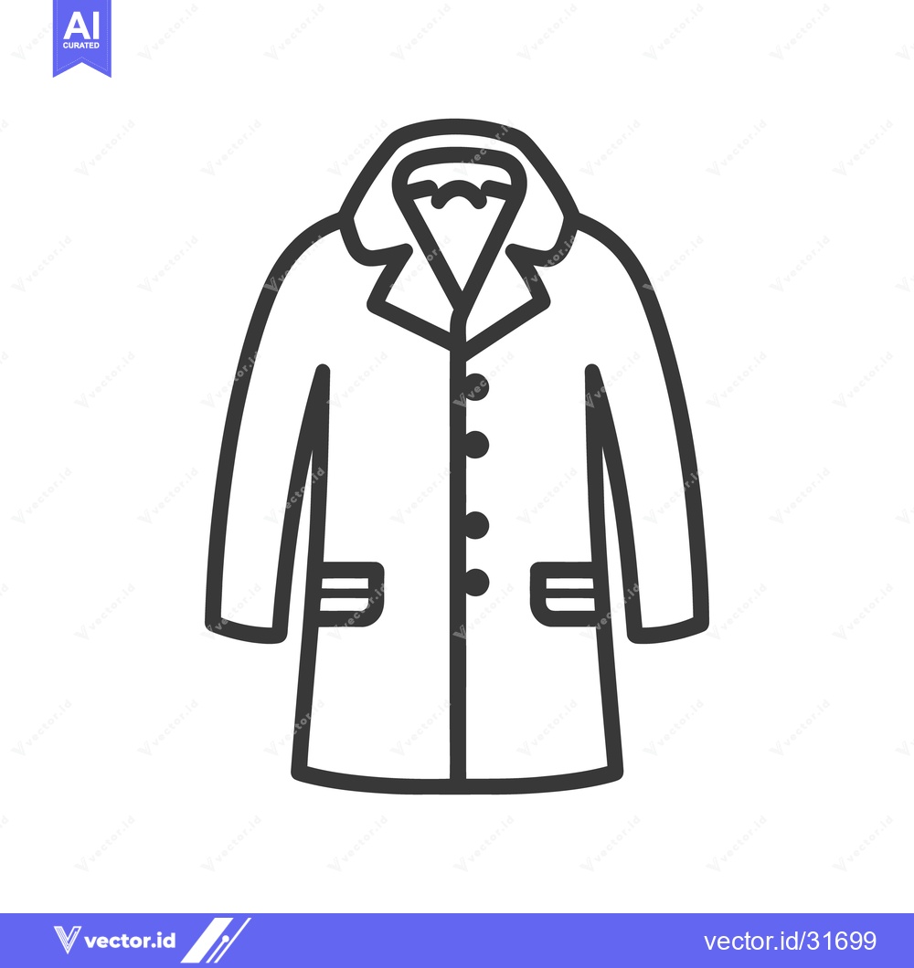 Premium Vector dari Simple Line Drawing Depicting a Classic Winter Overcoat Garment