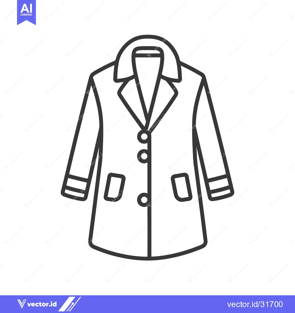 Premium Vector of Simple linear illustration depicting a coat with buttons and pockets