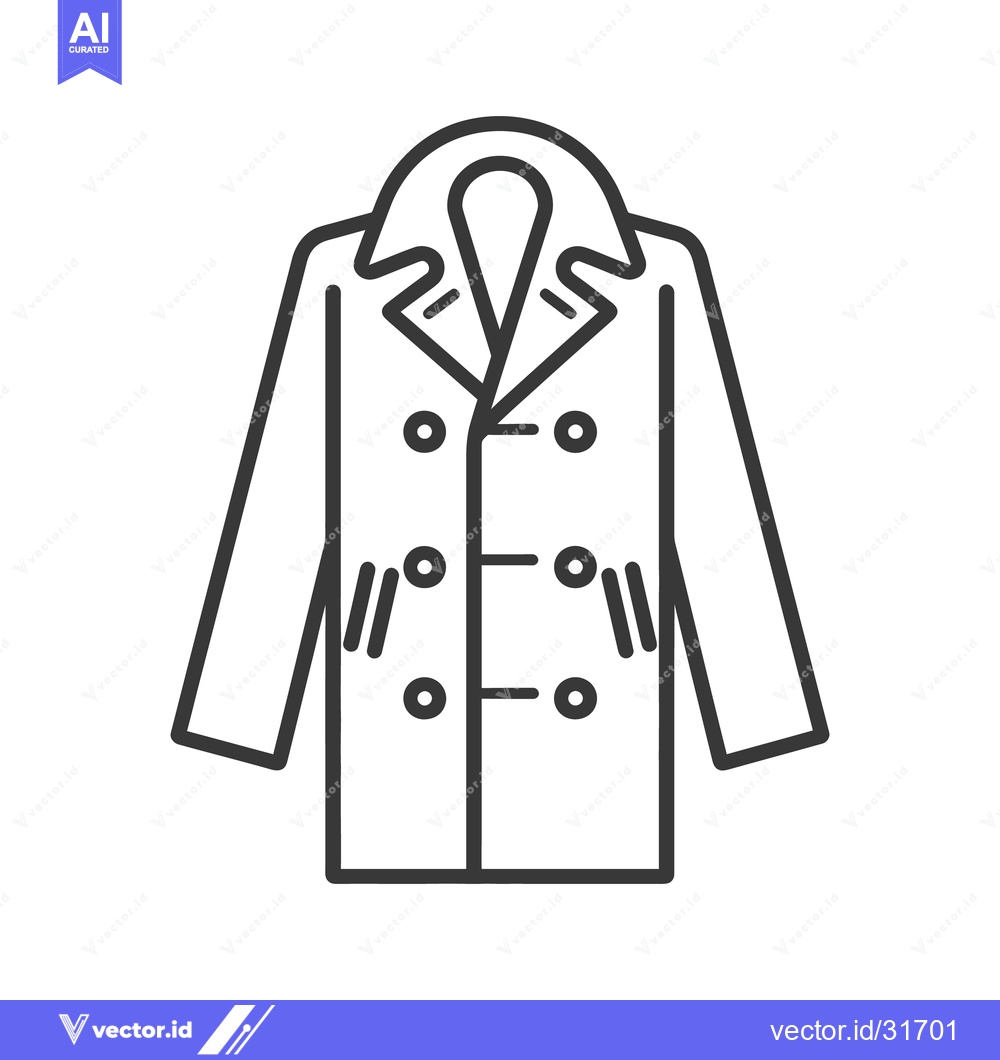 Premium Vector dari A black and white illustration of a double breasted overcoat