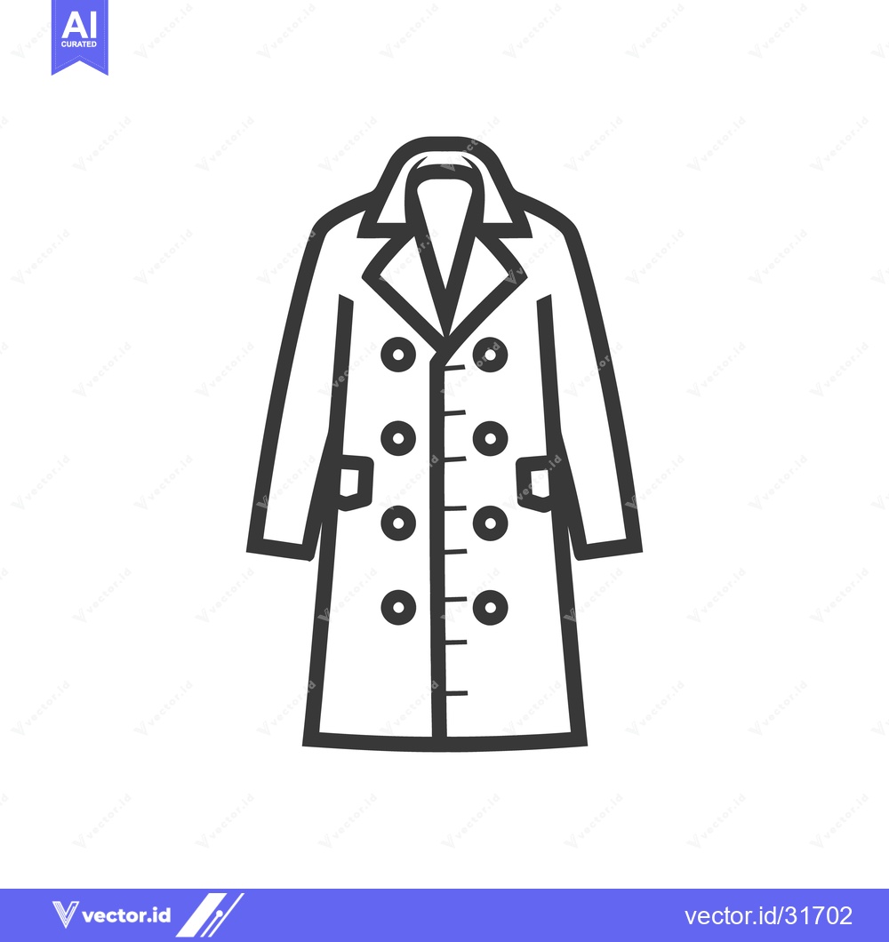 Premium Vector of A black and white drawing of a long buttoned overcoat