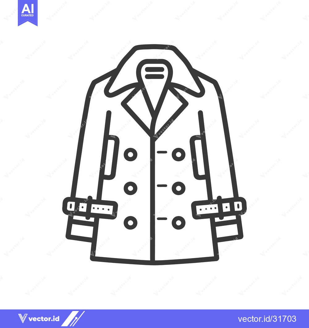 Premium Vector of An illustrated line art depiction of a classic overcoat design