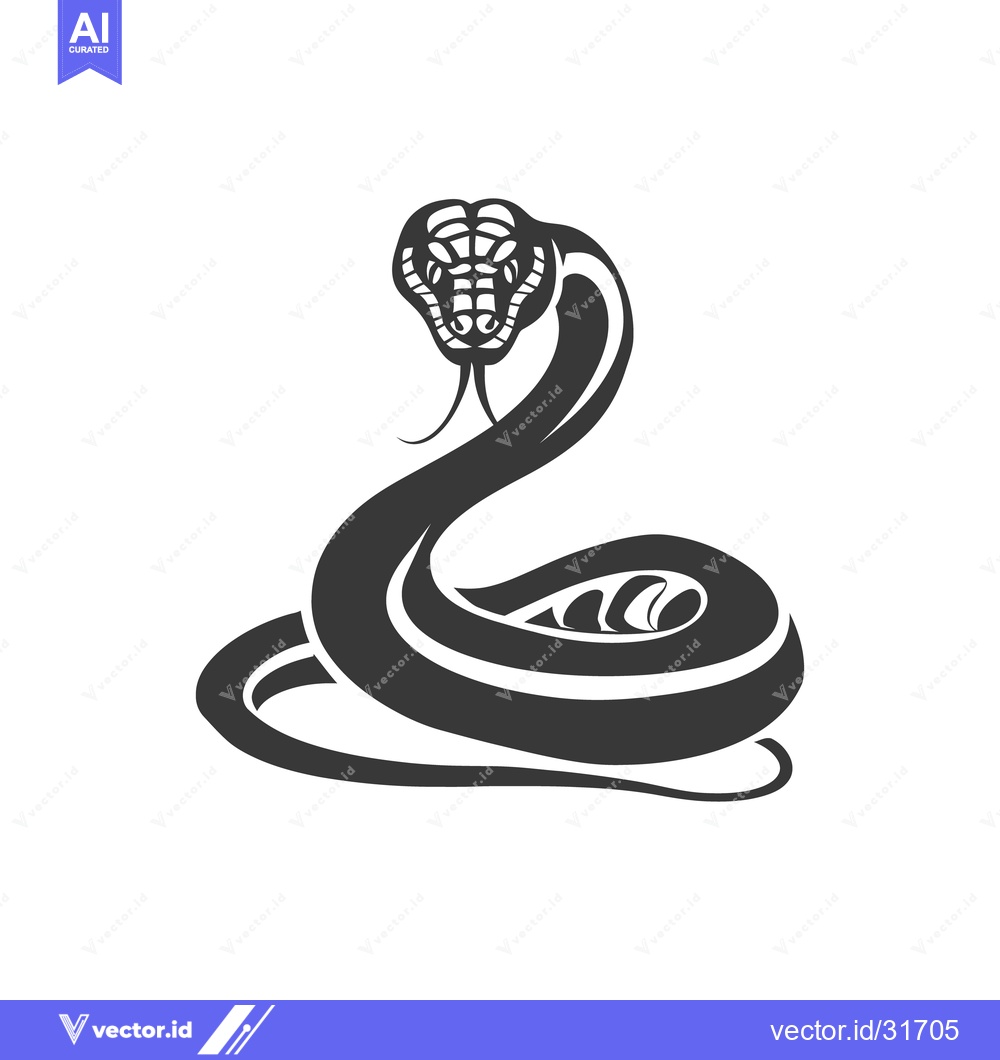 Premium Vector of A coiled snake illustration with its head raised in a striking posture
