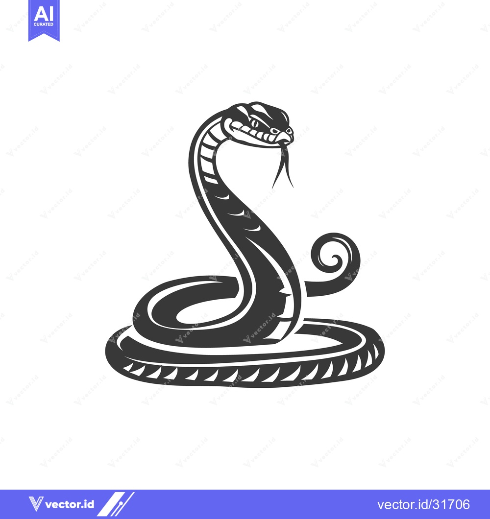 Premium Vector dari A stylized black and white illustration of a coiled snake is depicted