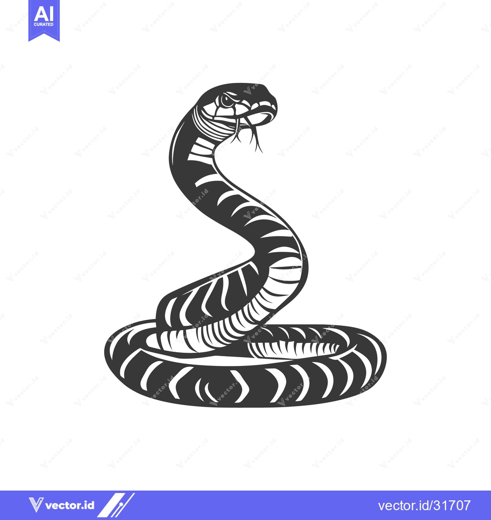 Premium Vector dari An illustrated coiled snake with its head raised looking focused