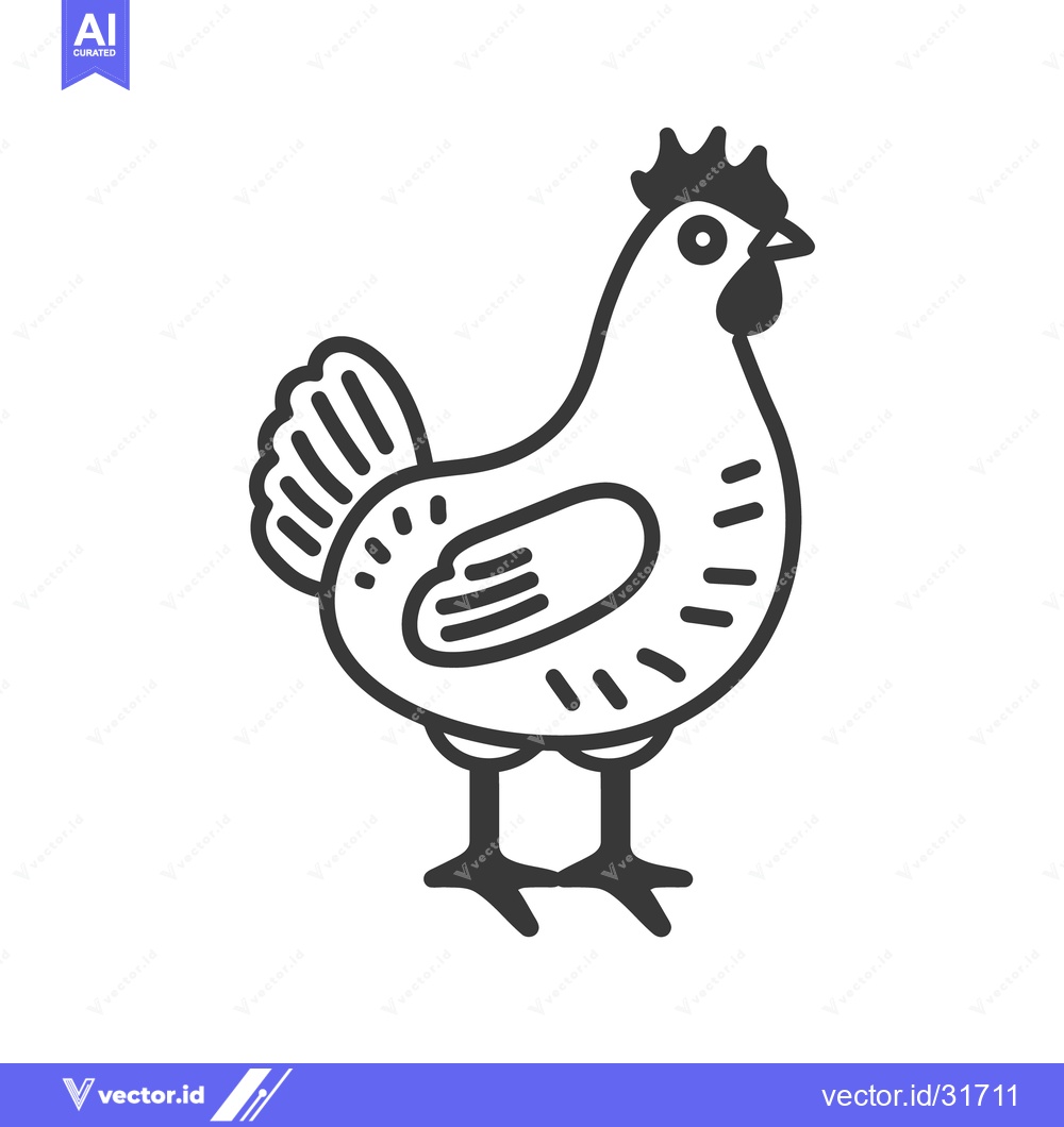 Premium Vector of A simple illustrated drawing of a standing chicken facing right