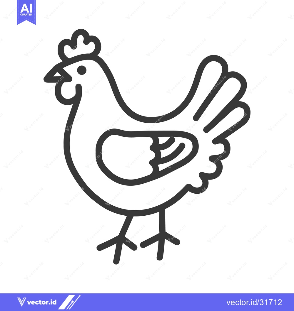 Premium Vector of A simple black and white outline image of a chicken