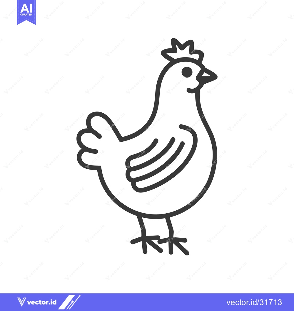 Premium Vector dari An outlined illustration of a chicken standing in a straight position