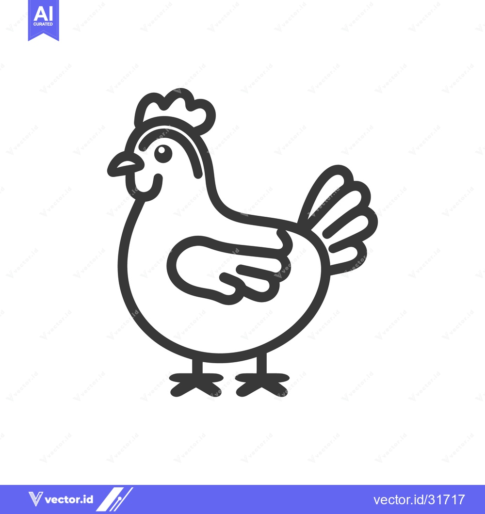 Premium Vector dari A simple black and white illustration of a chicken standing