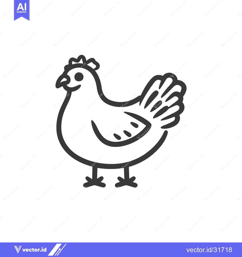 Premium Vector of A simple line drawing illustration of a domestic chicken bird