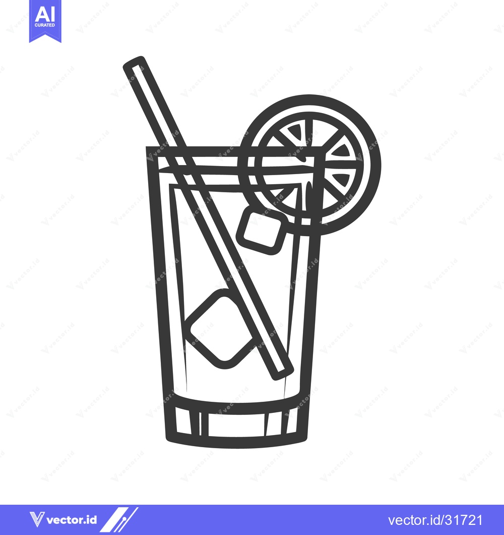 Premium Vector dari A stylized image depicting a refreshing cocktail drink with ice