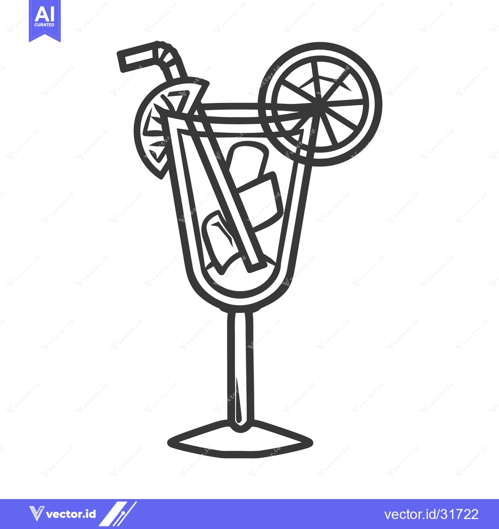 Premium Vector dari A simple black and white image of a cocktail glass