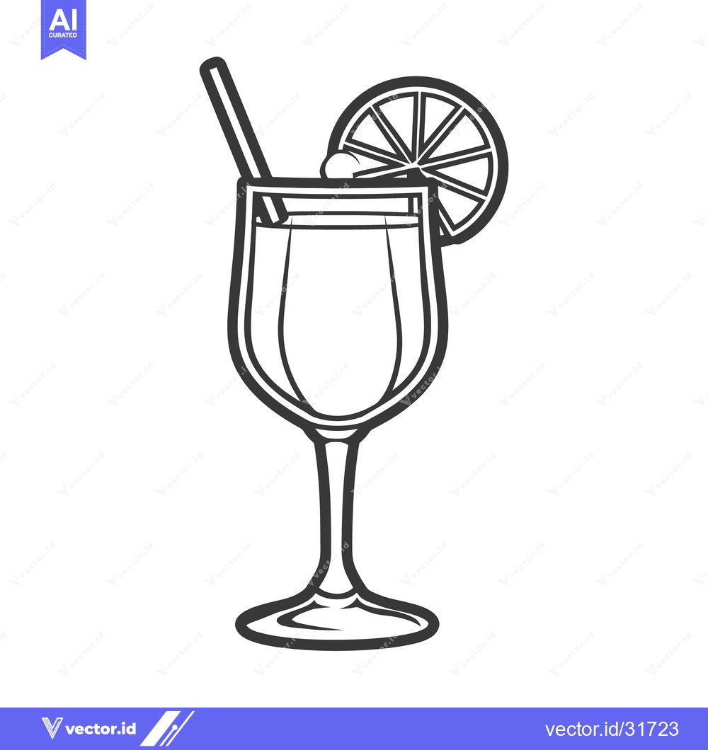 Premium Vector dari A refreshing beverage with citrus slice and drinking straw inside glas