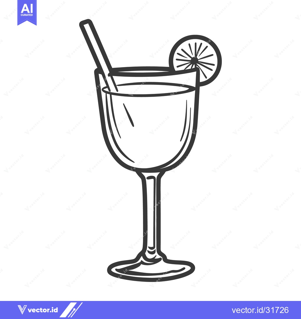 Premium Vector of An illustrated drink in a stemmed glass with a citrus garnish