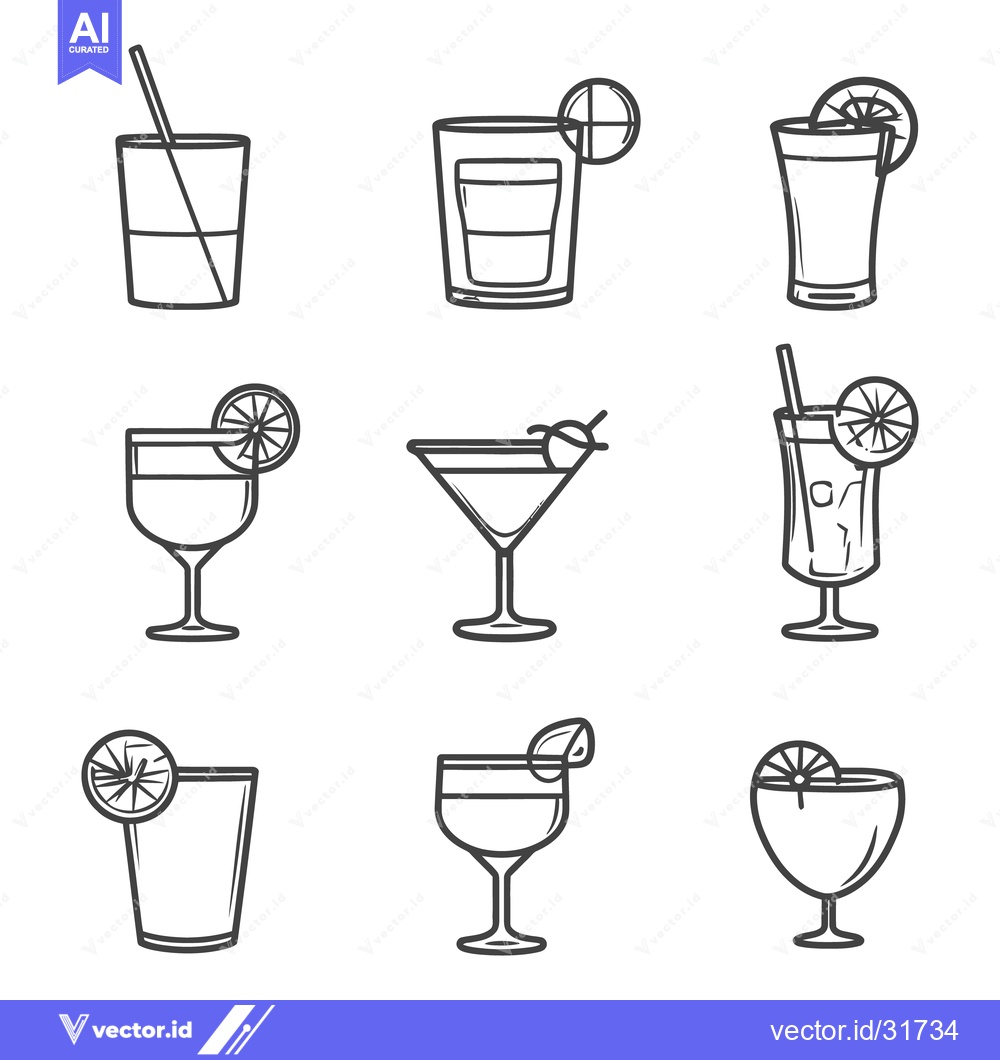 Premium Vector of Assortment of different glasses showcasing various drink preparations