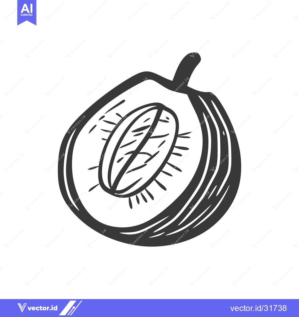Premium Vector dari A halved plum with a seed displayed in black and white