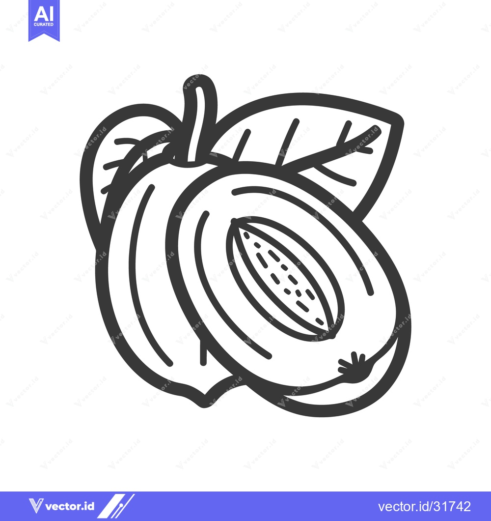 Premium Vector dari Detailed outline of a fruit with its halved portion