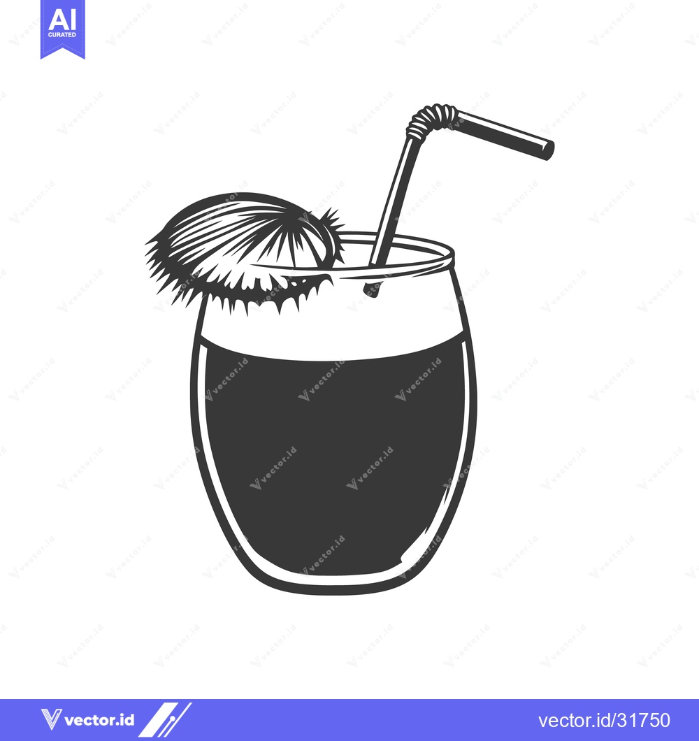 Premium Vector dari A black and white illustration of a refreshing cocktail drink