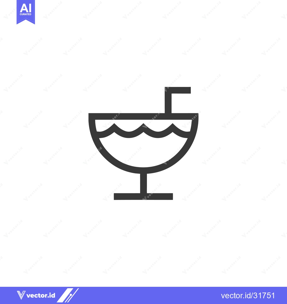 Premium Vector dari Coconut Drink with Straw and Wavy Liquid Icon