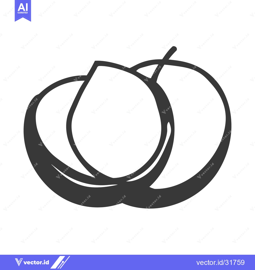 Premium Vector dari A monochrome illustration depicting two connected rounded fruit pieces