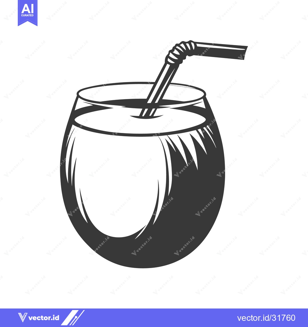 Premium Vector of A refreshing drink is served with a straw inside a glass cup