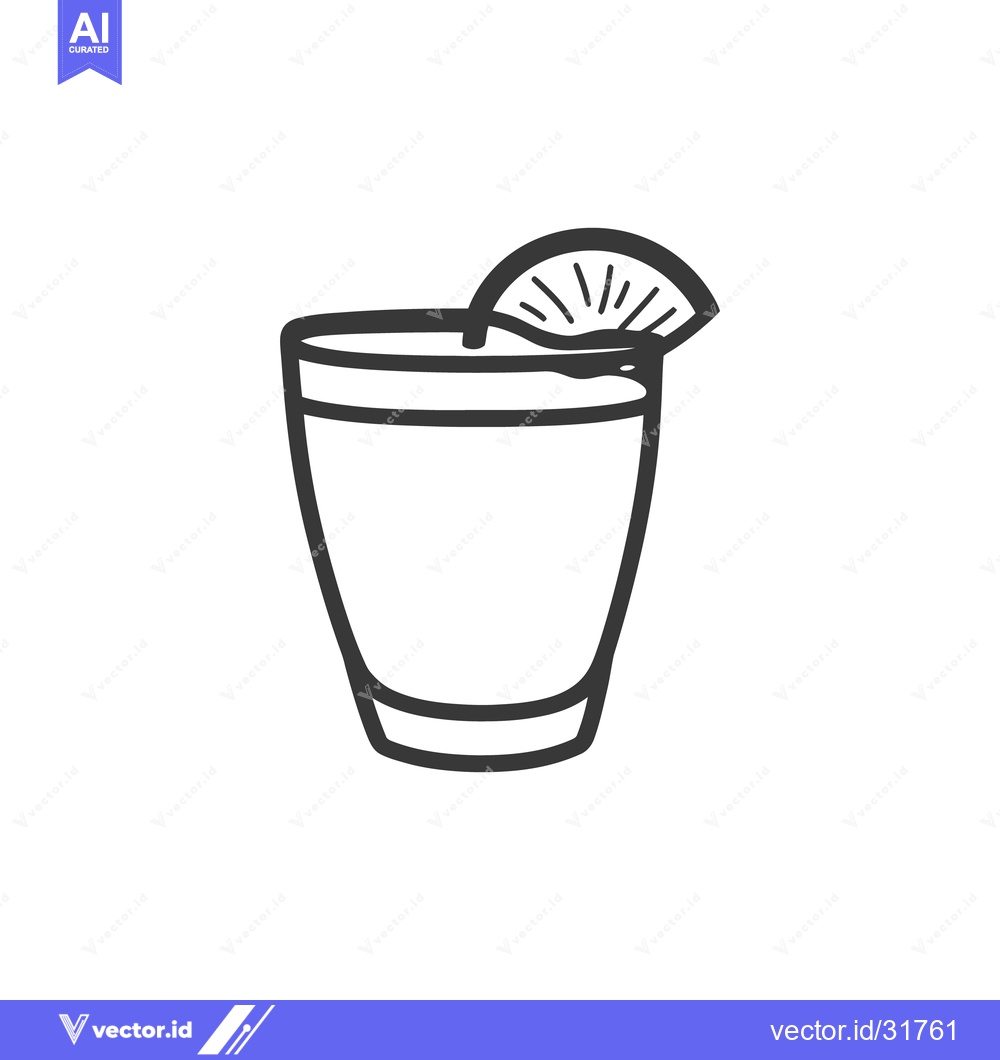 Premium Vector of A simple sketch showing a glass with drink and fruit slice
