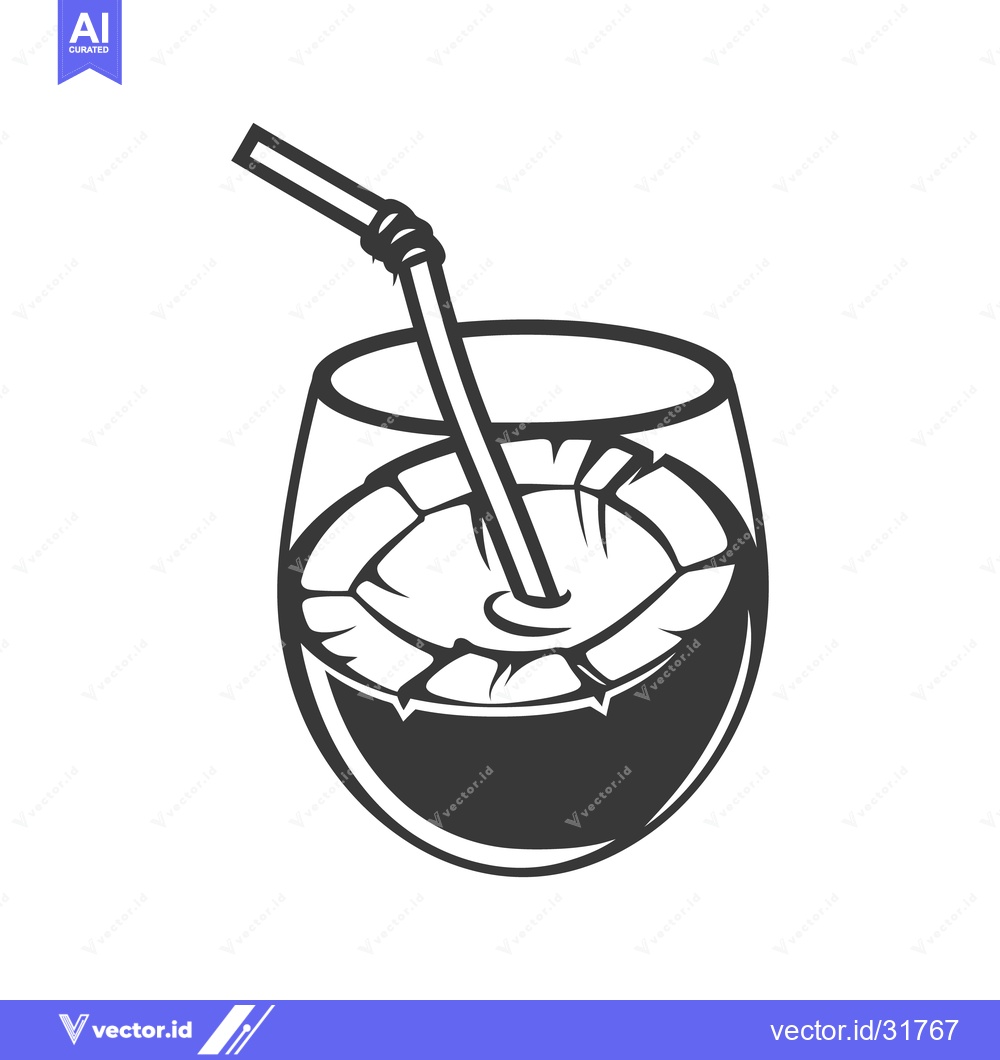 Premium Vector of An elegant illustration depicting a tropical drink with a straw