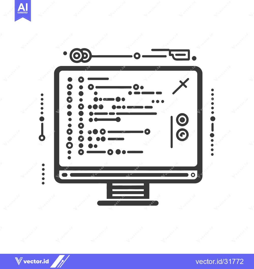 Premium Vector dari Black and white image of computer screen with code lines