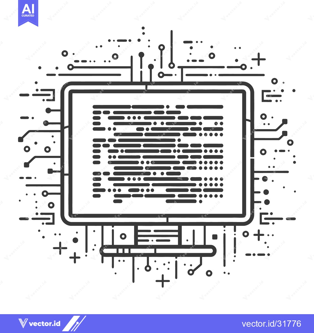 Premium Vector of A stylized computer monitor showing lines of computer code