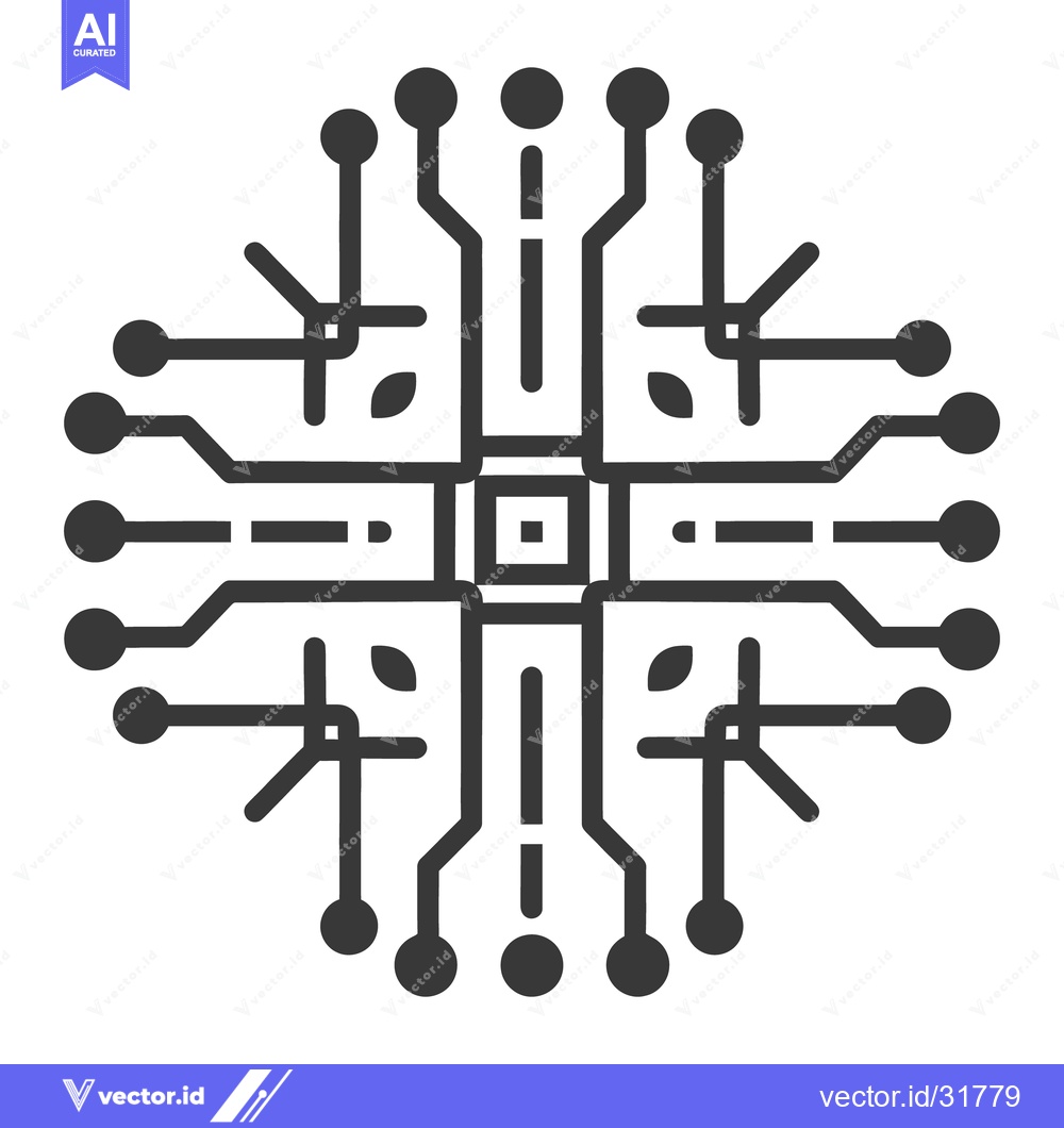 Premium Vector dari A simplified and symmetrical illustration of a central computer chip