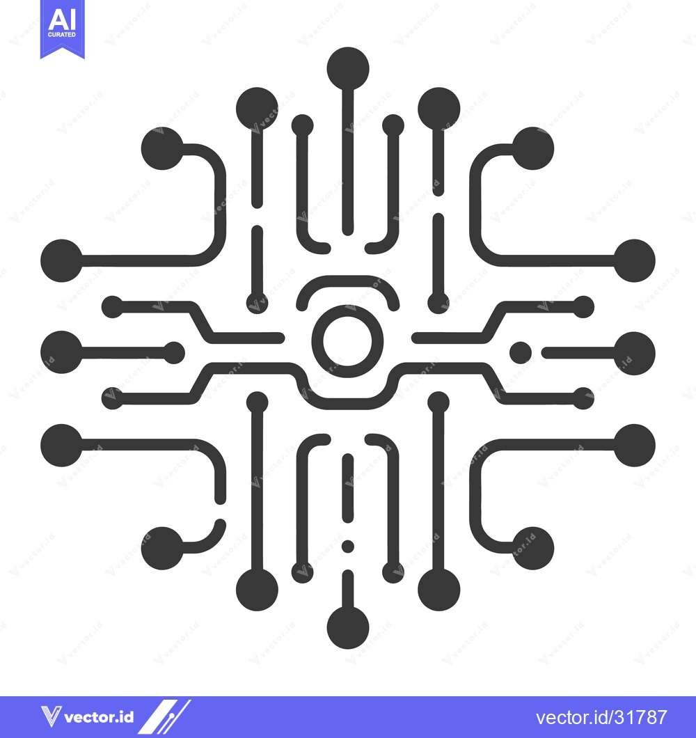 Premium Vector dari A stylized graphic of a central computer circuit board design