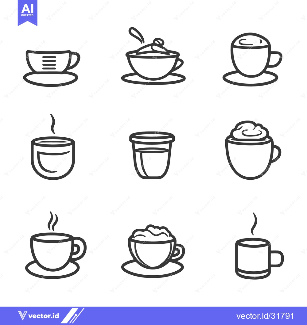 Premium Vector of A Collection Of Coffee Beverages In Minimalist Monochrome Styles