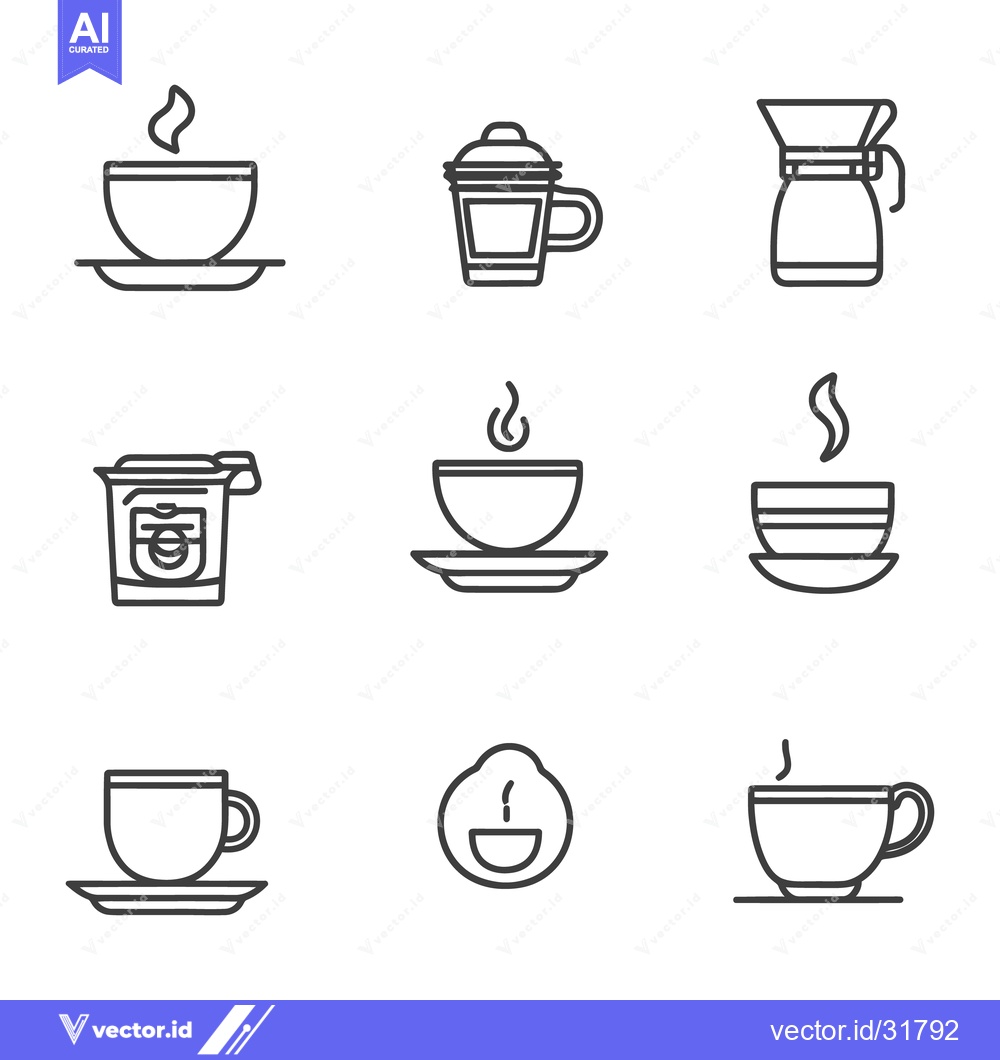 Premium Vector dari Simple vector icons depicting various types of hot beverages