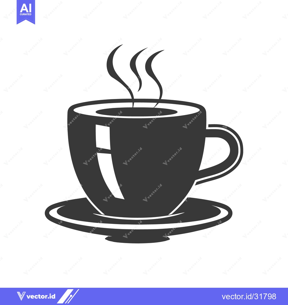 Premium Vector of A black cup of hot beverage with steam on a white background