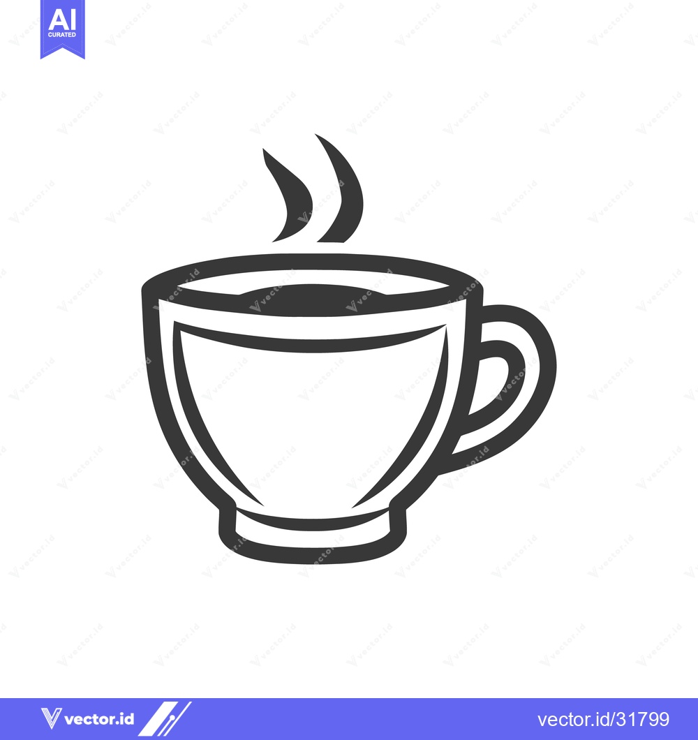 Premium Vector dari A simple line drawing depicts a steaming coffee cup illustration