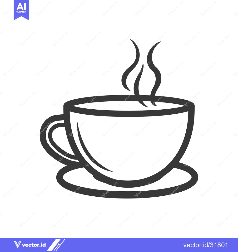 Premium Vector dari A Simple Line Drawing of a Cup of Hot Beverage