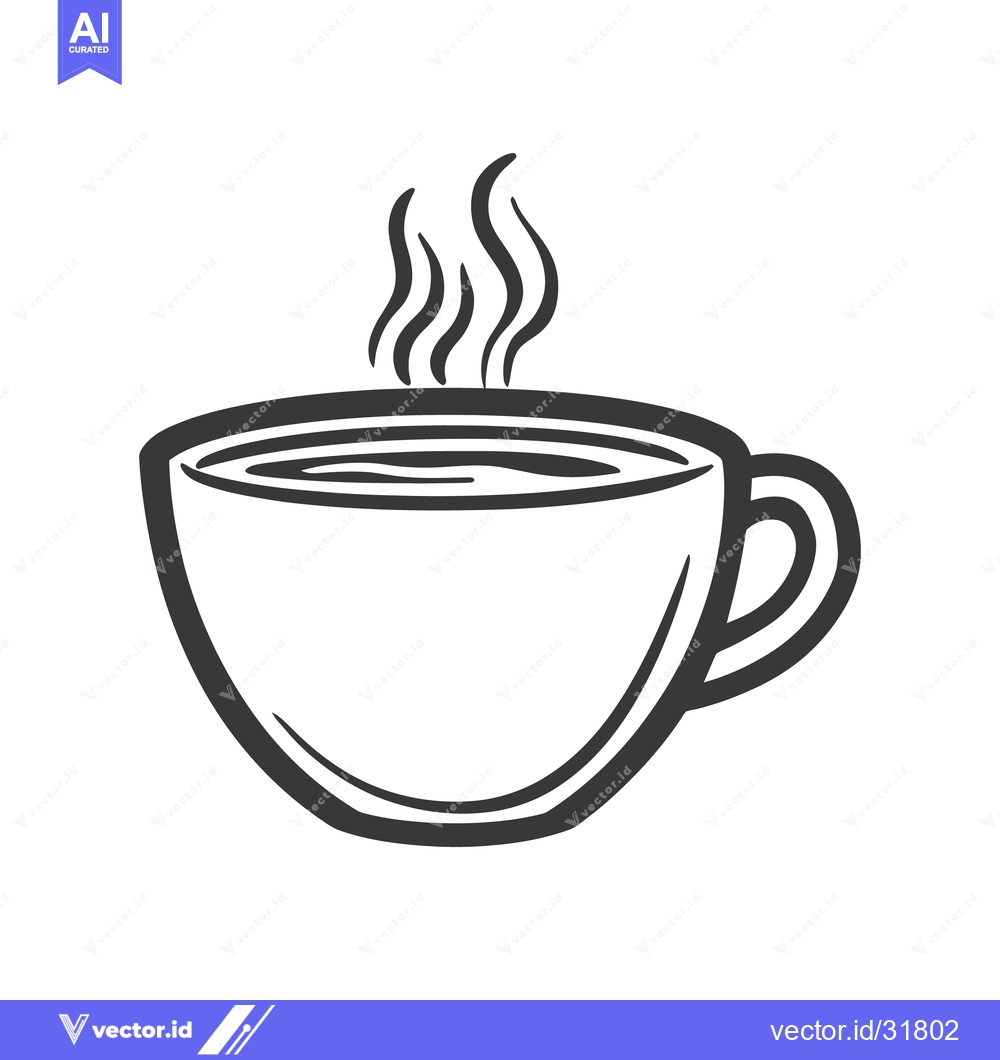 Premium Vector dari A stylized illustration of a cup of hot beverage steaming