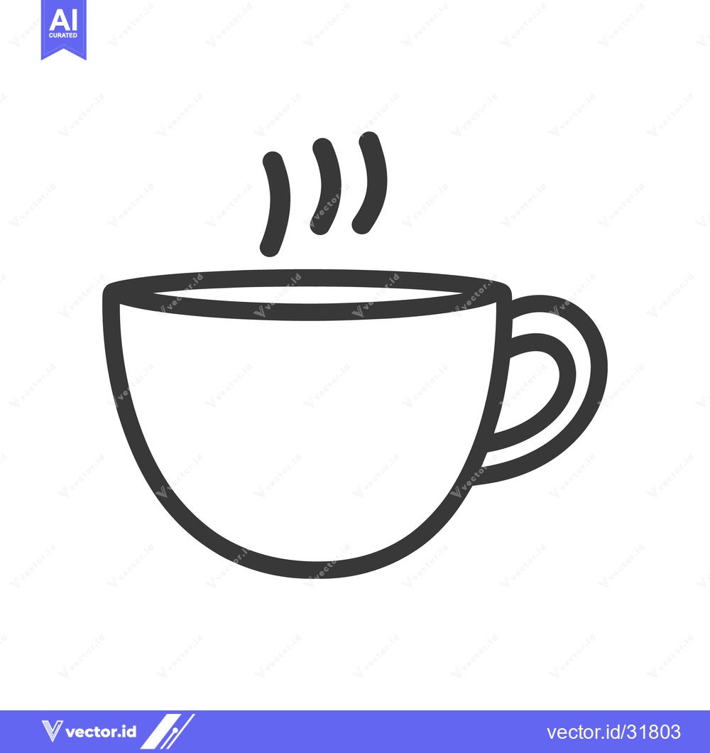 Premium Vector of A simple line drawing representing a steaming coffee cup