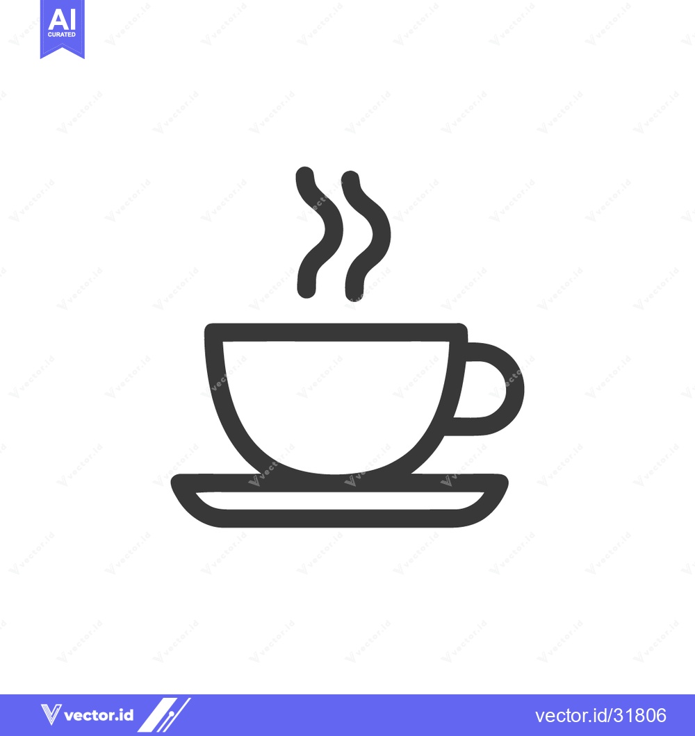 Premium Vector of Minimalist Hot Coffee Cup Icon with Steam on White Background
