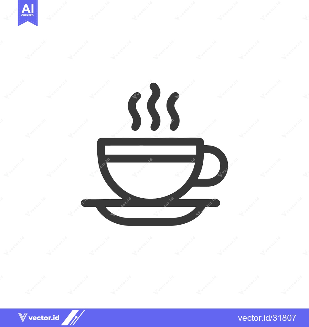 Premium Vector dari Minimalist Coffee Cup Icon with Steaming Aroma on White Background