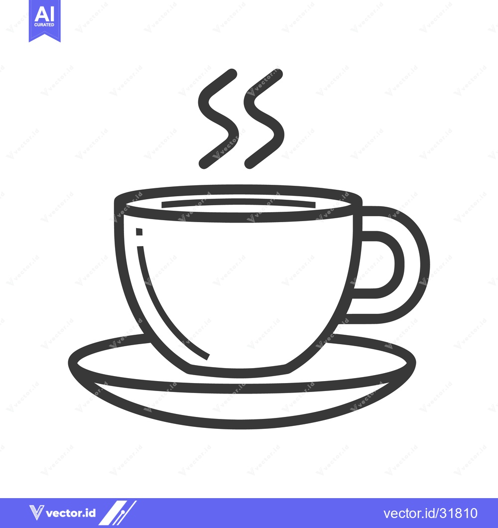 Premium Vector dari A minimalistic black and white image of a coffee cup and saucer