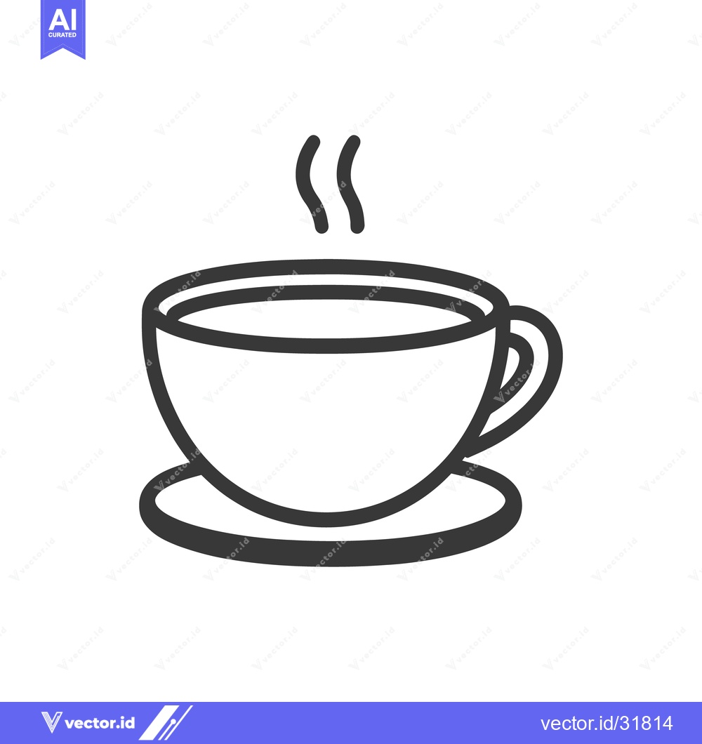Premium Vector of A simple illustration of a steaming coffee cup with a saucer