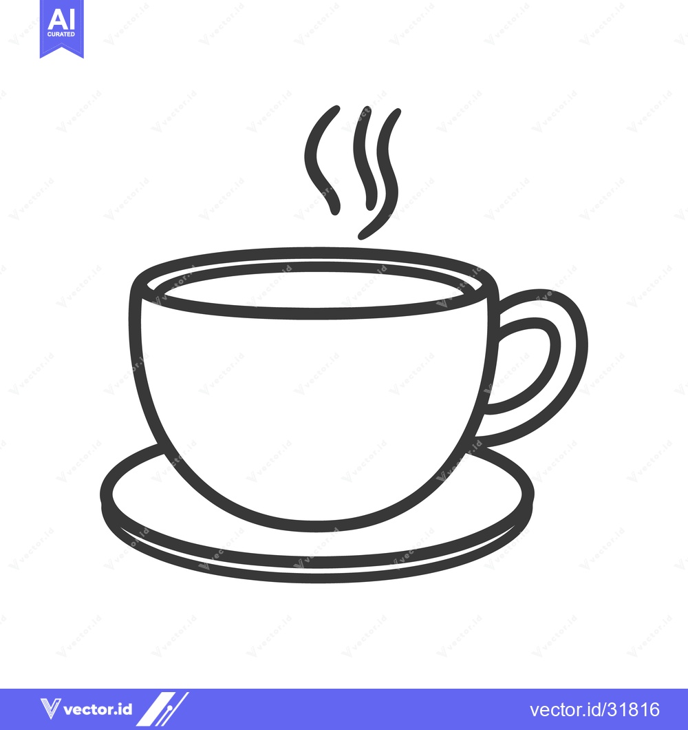 Premium Vector dari A steaming cup of beverage sits on a small circular plate