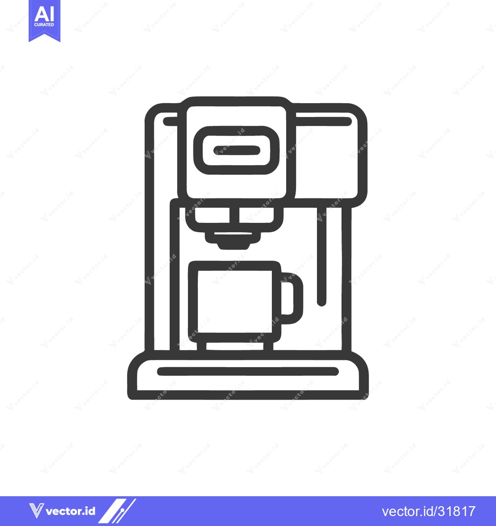 Premium Vector of Minimalist Coffee Maker Line Art: Modern Kitchen Appliance Illustratio