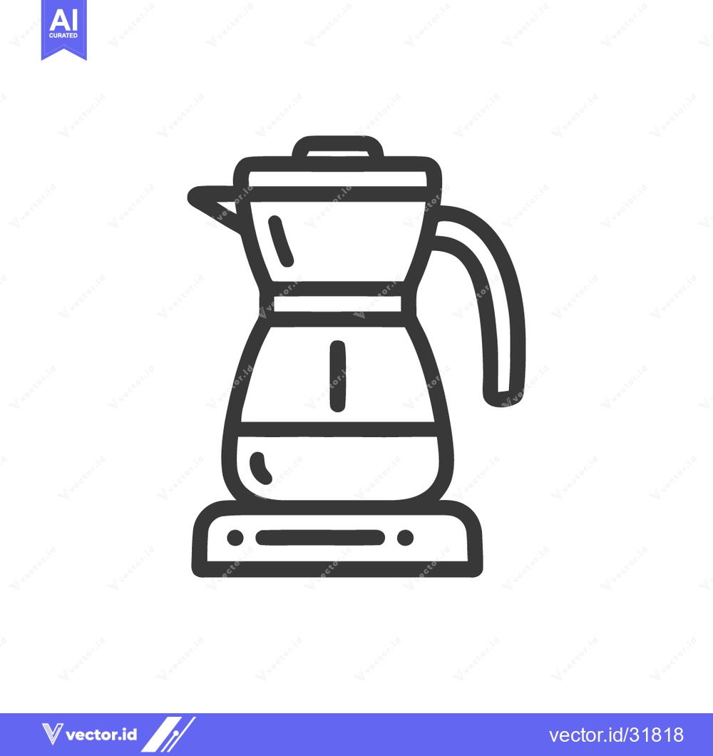 Premium Vector of Minimalist Coffee Maker Icon: Clean Line Art on White Background