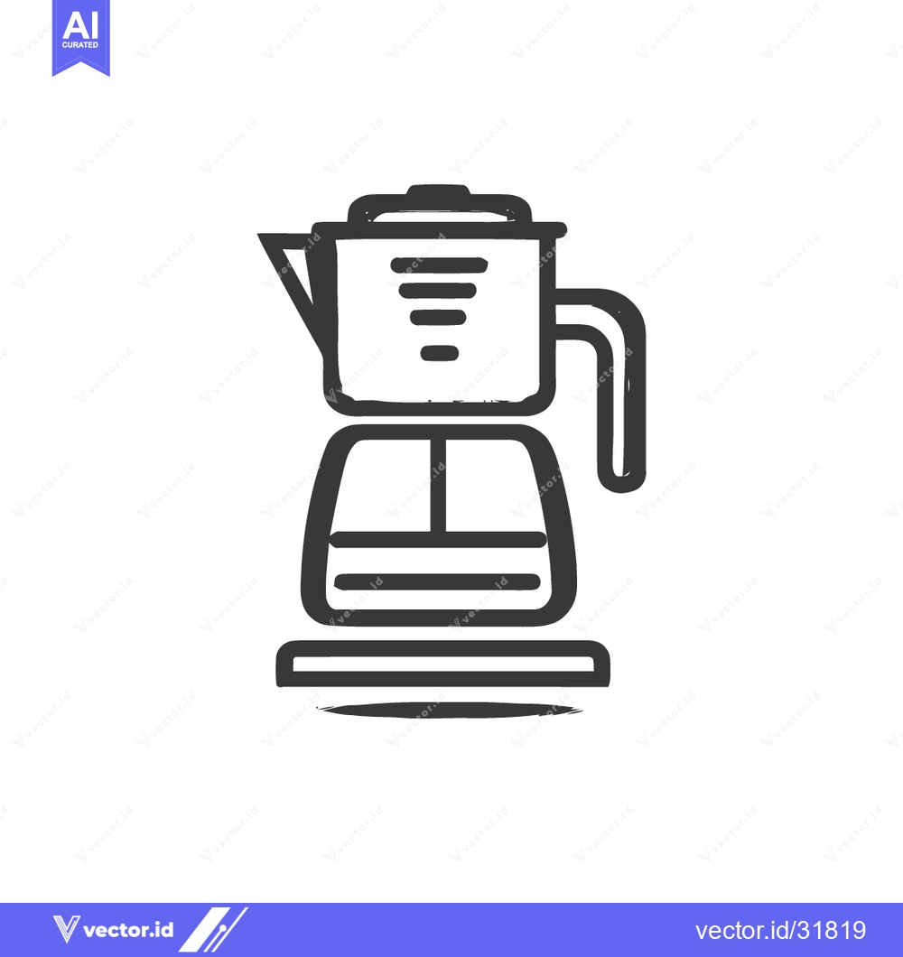 Premium Vector dari Minimalist Coffee Percolator Icon: Bold Outline, Retro Style, Isolated