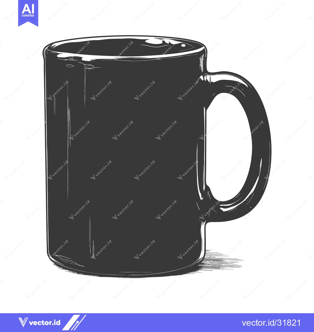 Premium Vector of A black colored ceramic coffee mug with a handle is presented