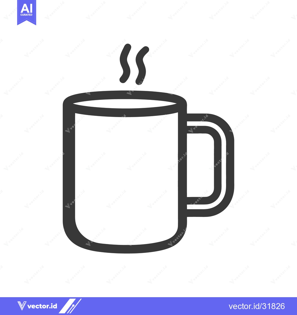 Premium Vector dari Simple black and white drawing depicting a steaming coffee cup