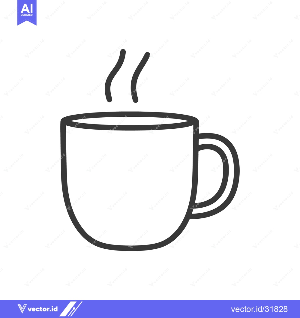 Premium Vector dari A simple line drawing of a steaming ceramic mug