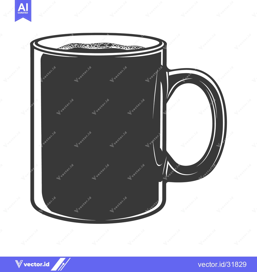 Premium Vector of A full ceramic mug containing a hot beverage with bubbles visible