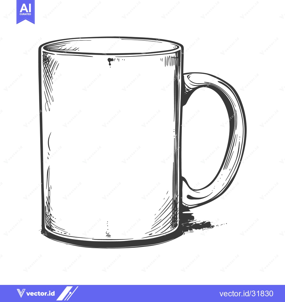 Premium Vector of A simple illustration depicting a tall cylindrical ceramic coffee mug